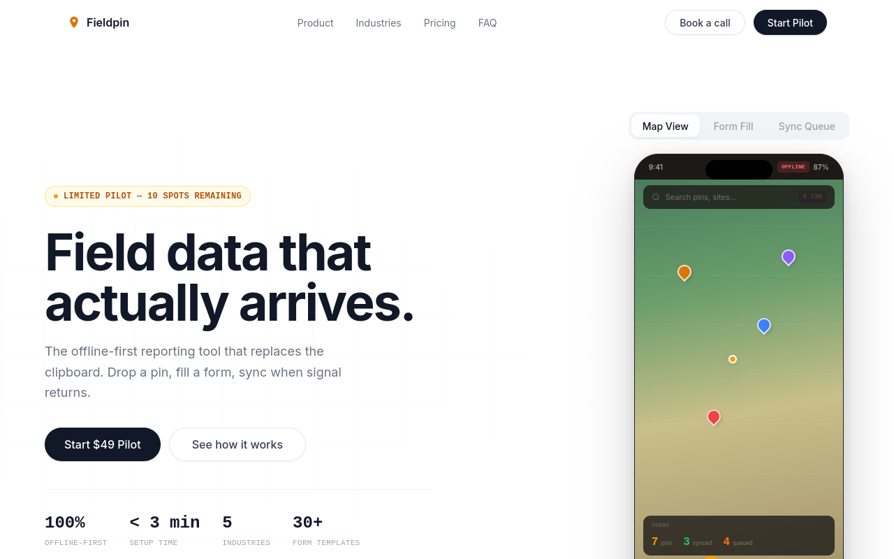 FieldPin — offline-first field reporting screenshot
